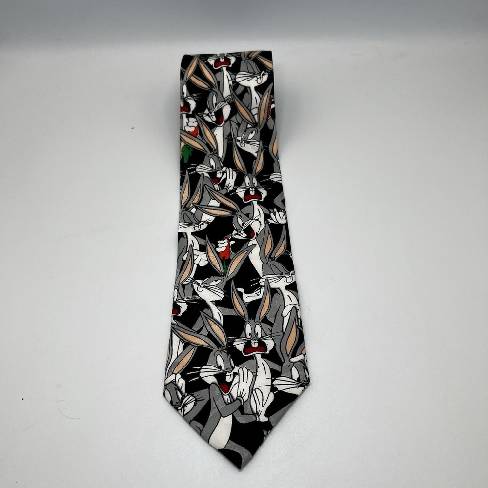 Vintage 1994‎ Looney Tunes Mania Men's Neck Tie Bugs Bunny All Over Print Korea